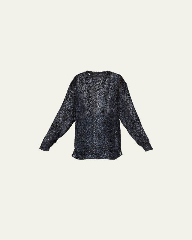 Chado Flocked Semi-Sheer Shirt